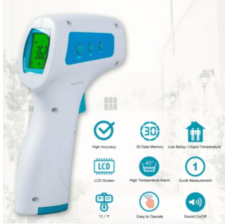BODY INFRARED THERMOMETER with Memory Function, Color Alarm