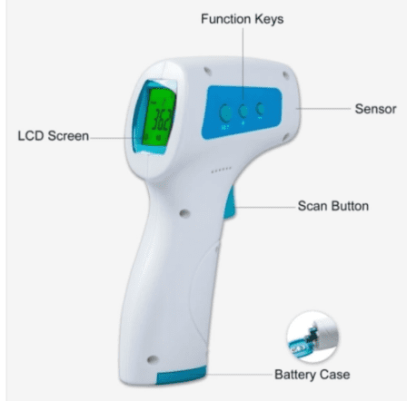 BODY INFRARED THERMOMETER with Memory Function, Color Alarm