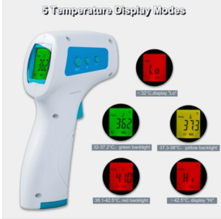 BODY INFRARED THERMOMETER with Memory Function, Color Alarm