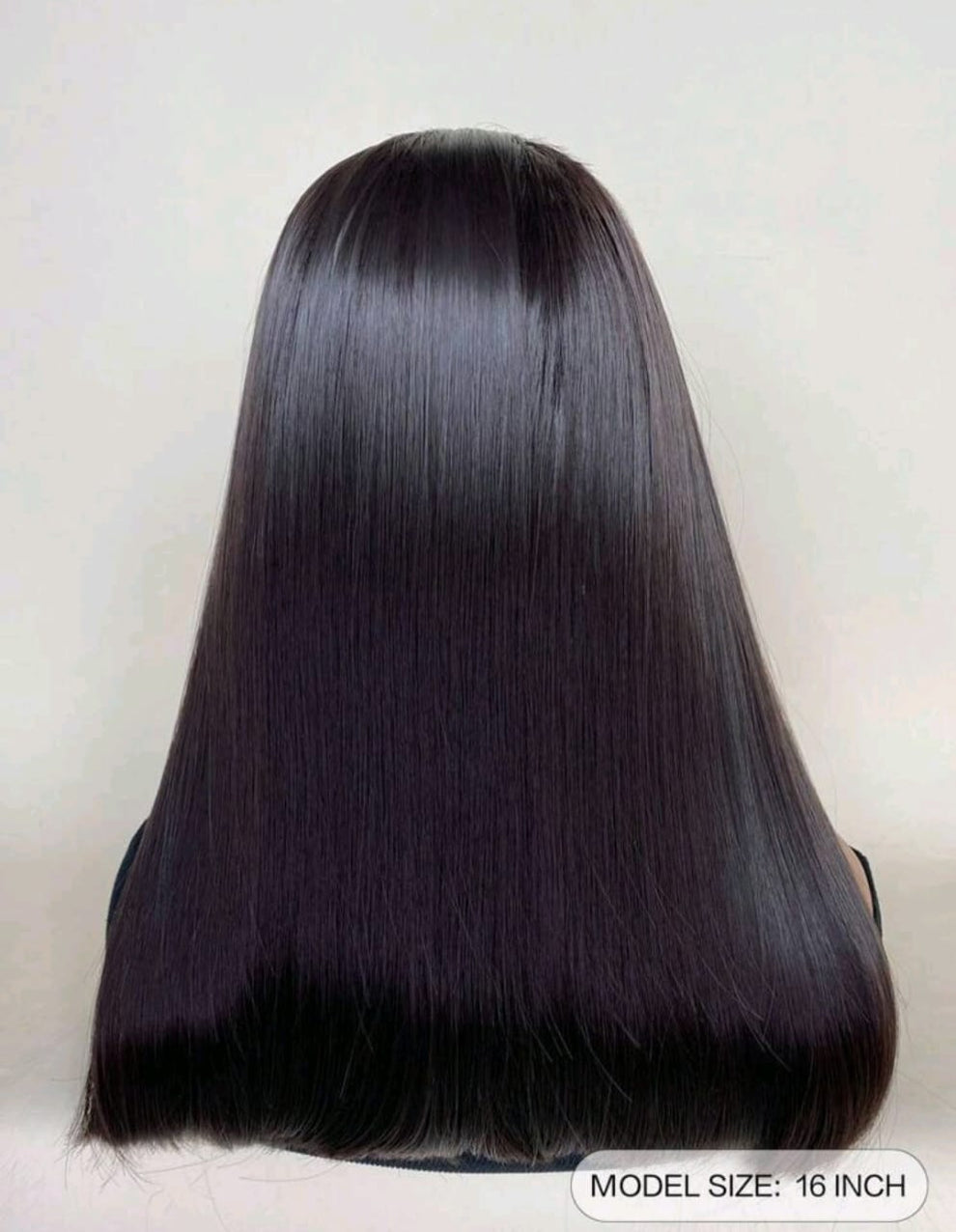 Glueless black wig with bangs